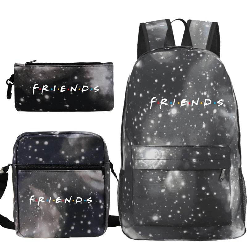 3 Pcs Set Backpack Girls Boys Mujer TV Friends Print Backpacks Fashion School Bags Teenage Friends Knapsack Children Book Bags - AIAZ