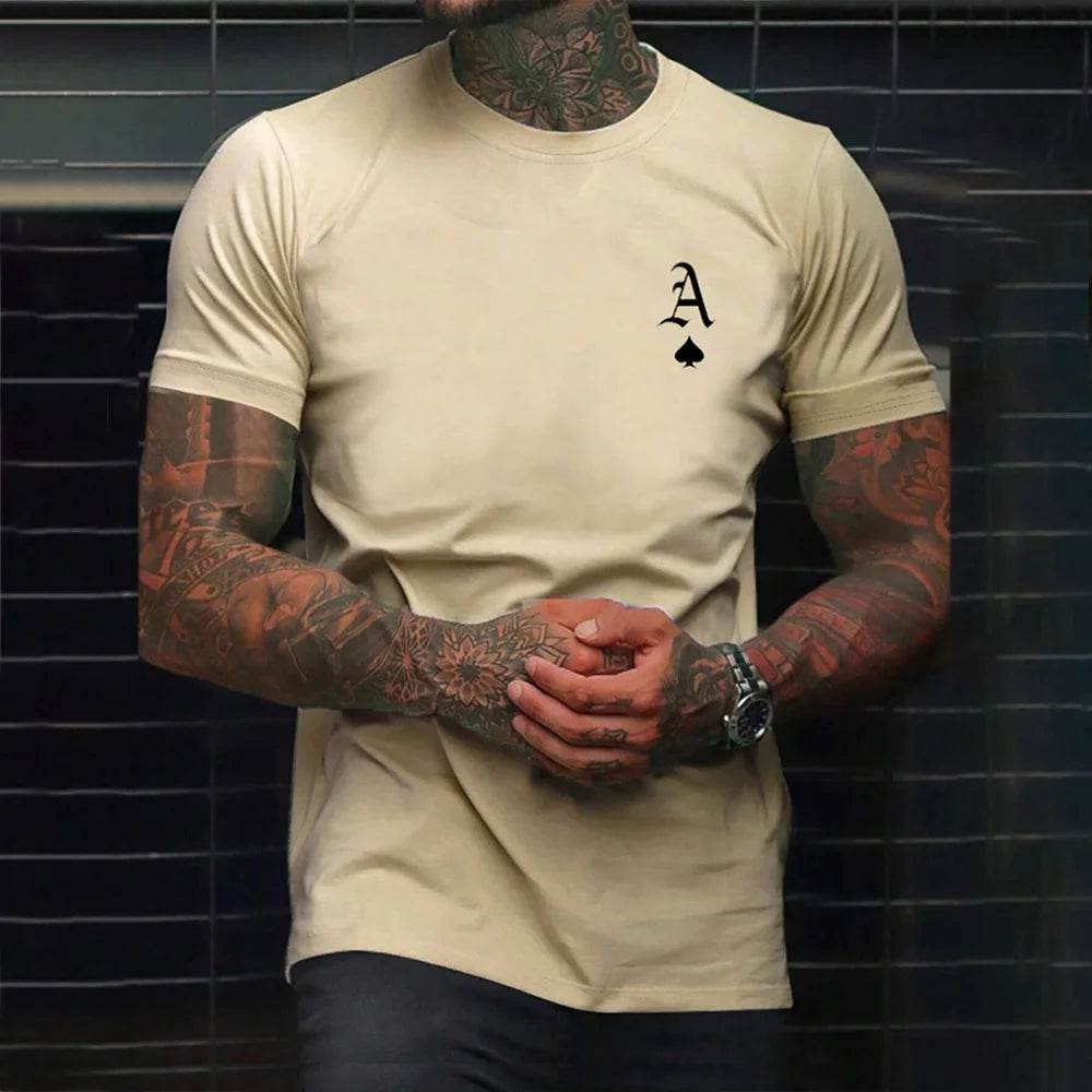 2025 Men's Clothing Fashion Black A Logo Printed T-Shirt Casual Street Short Sleeve Top Lightweight Breathable Fitness T Shirt - AIAZ
