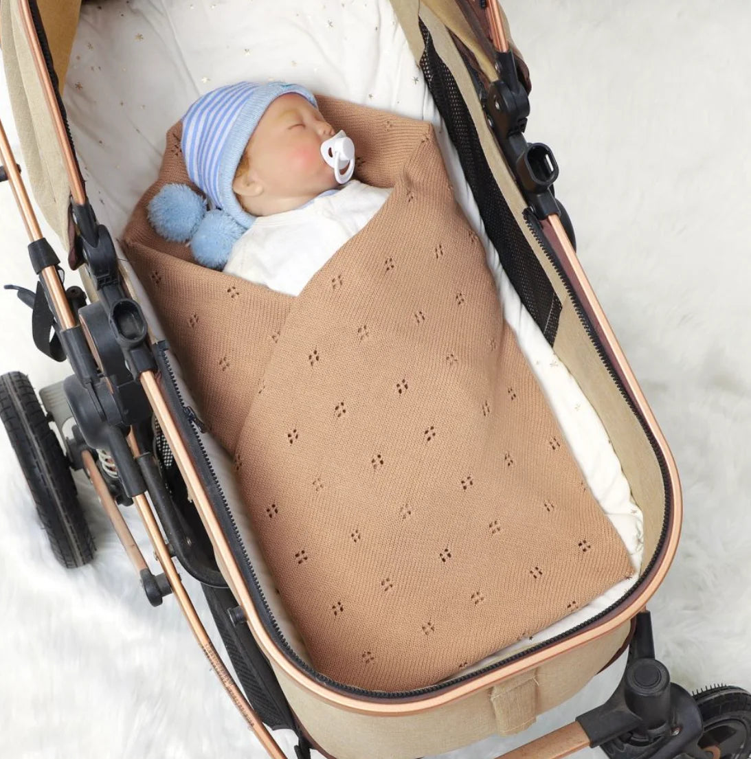 Knitted Baby Blanket Newborn Swaddle Wrap Blankets For Boys Girls 100% Cotton Soft Infant Receiving Blanket Crib Quilt Stuff