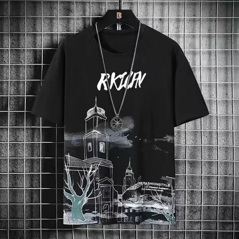 Suits for men 2025 Summer Fashion Polyester Thin Casual Breathable Short Sleeve Printed Sports T-shirt + Shorts Basketball Set - AIAZ