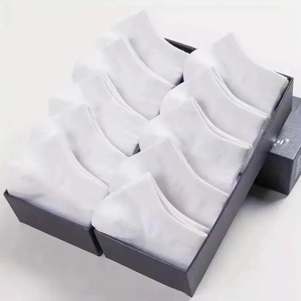 10 pairs/Men's Socks Spring/Summer Thin, Breathable, Soft Polyester Cotton Socks Black Casual Business Ankle Socks Boat Socks Si - AIAZ