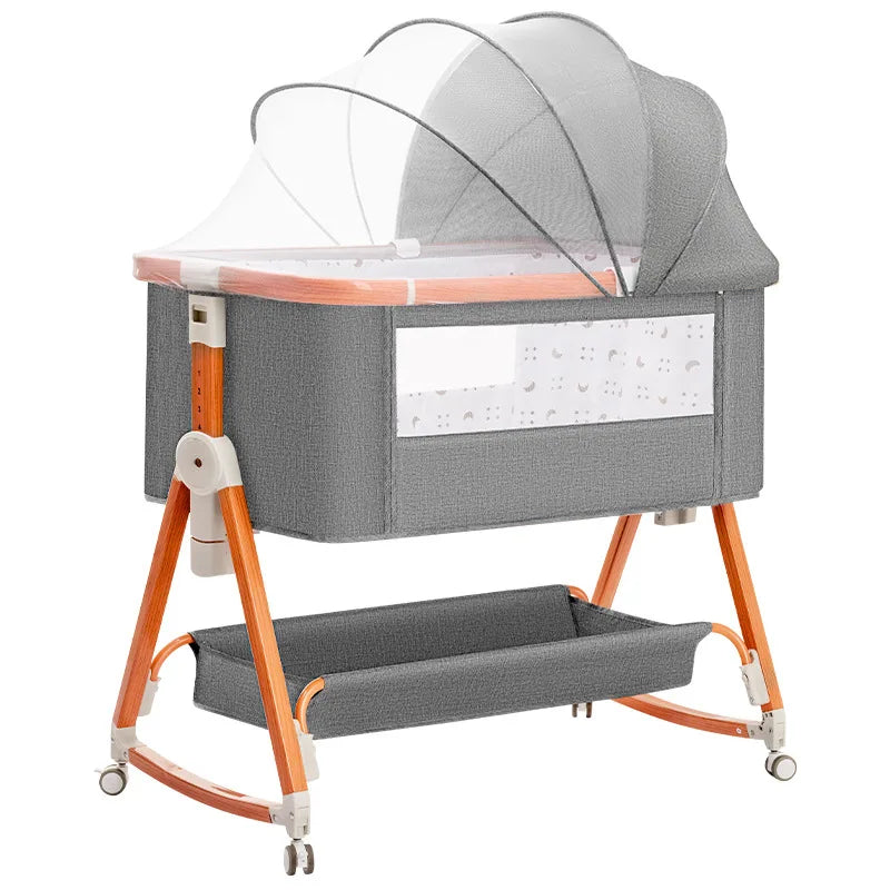 Baby bed splicing baby movable portable cradle bed foldable multifunctional newborn adjustable