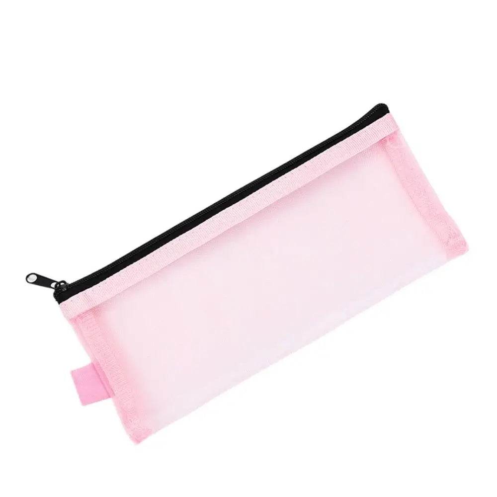 School Supplies Nylon Mesh Pencil Bag Zipper Pen Case Stationery Pouch Large Capacity Stationery Holder Bag Kids - AIAZ