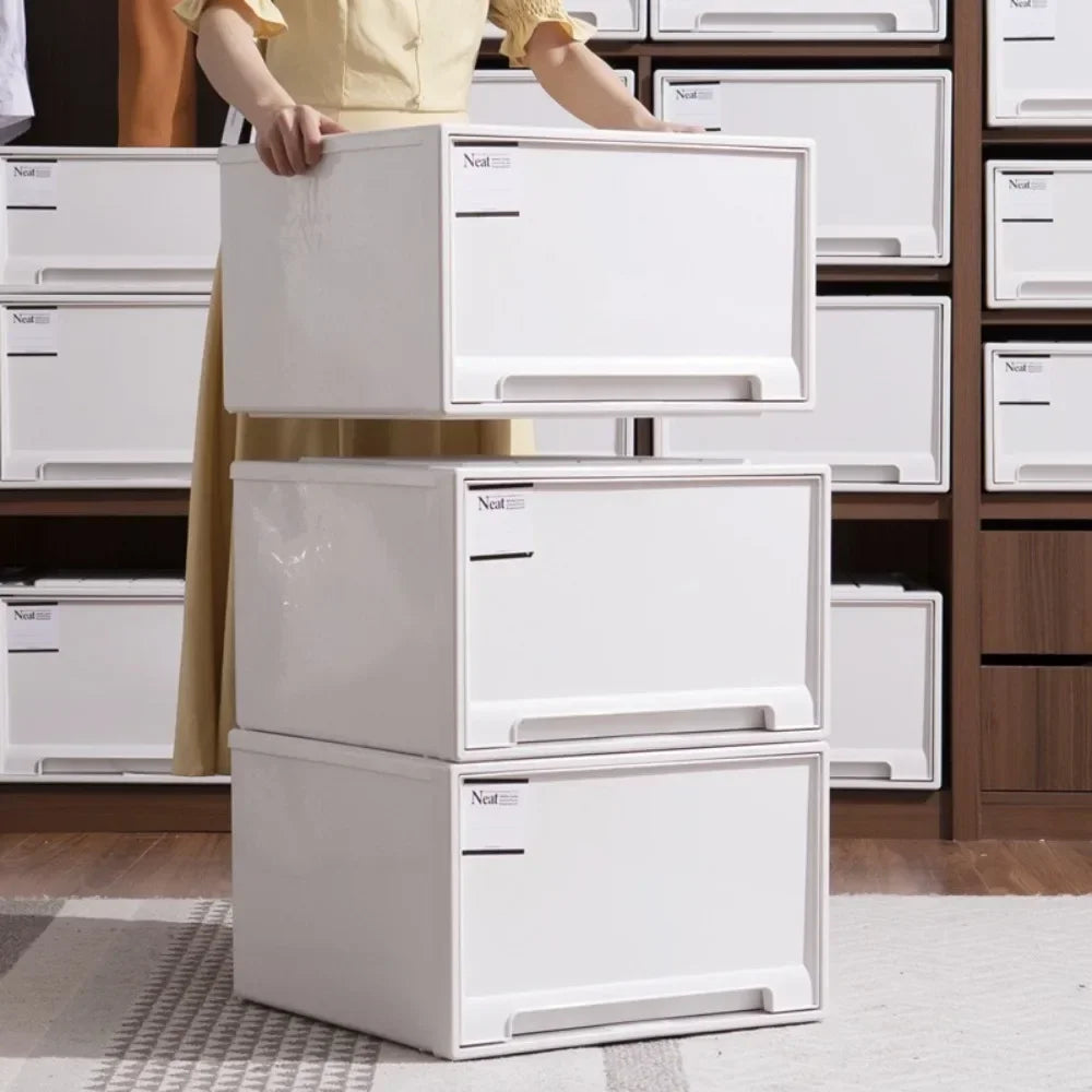Wardrobe Storage Box High-capacity Drawer Style Stackable Container Transparent Plastic Containers for Household Use Storage