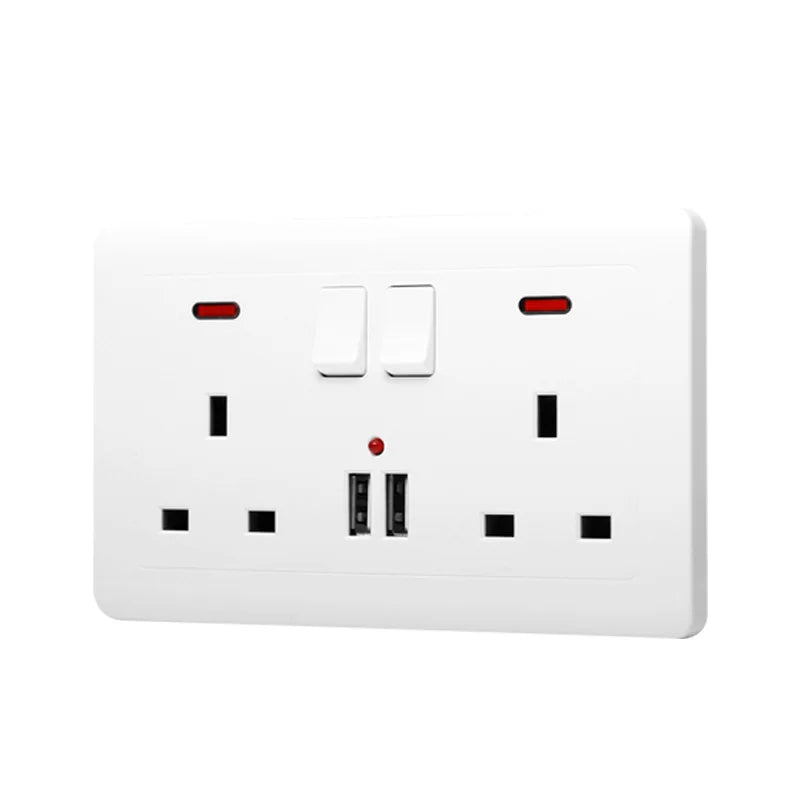 146 Type 2 Gang Multi-Ten-Hole Socket With 2Port USB Type-c 10w Fast Charging Panel British standard double five-hole socket