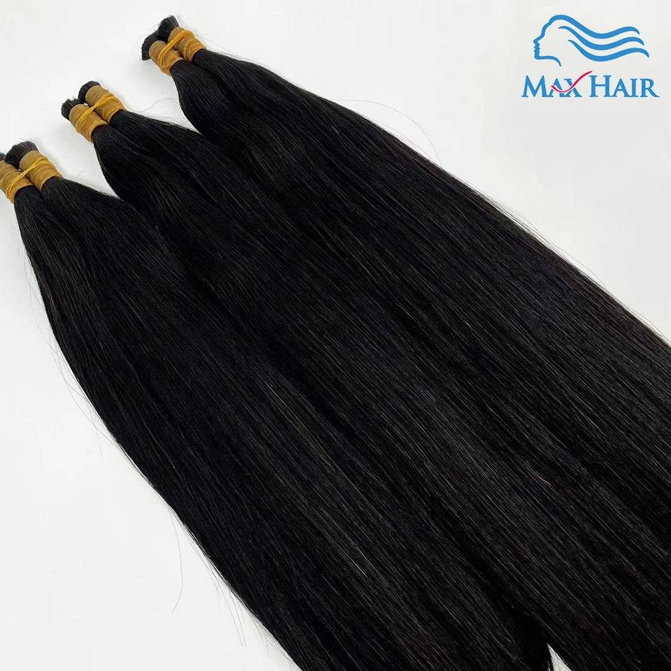 Double Drawn Human Hair Bulk For Braiding Straight Vietnam Indian Hair Vendor Virgin Bundles No weft Natural Hair 100% Extension - AIAZ