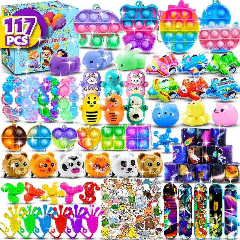 120/206pcs Kids Birthday Party Favors Set Toys Children Pinata Filler Bulk Supplies Boys Girls Classroom Carnival Prizes Favors - AIAZ