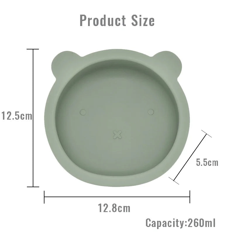 9PCS/Set BPA Free Silicone Baby Feeding Set Sucker Bowl Divided Dinning Plate Straw Cup Spoon Fork Adjustable Bib Child Dishes