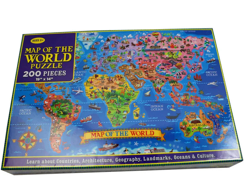 200pcs Jigsaw Puzzle United States World Map Paper Puzzles for Adults Children Decompression Game Kid Educational Gift Toys