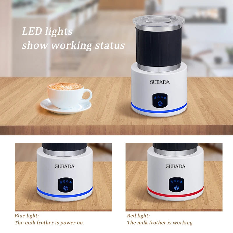 SUBADA Home Appliances 4 in 1 Electric Milk Frother Large Capacity Electric Milk Steamer for Hot and Cold Milk Froth Warmer