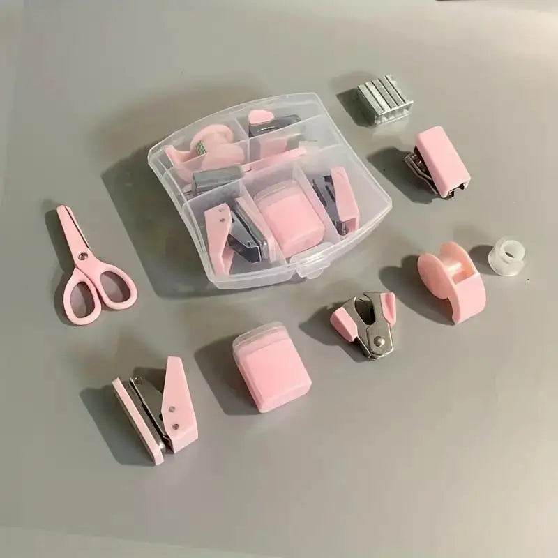 Makaron Mini School Supply Kits Mini Office Supply Kits, Includes Mini Stapler,Scissors, Staple Remover, Staples, Tape Dispenser - AIAZ