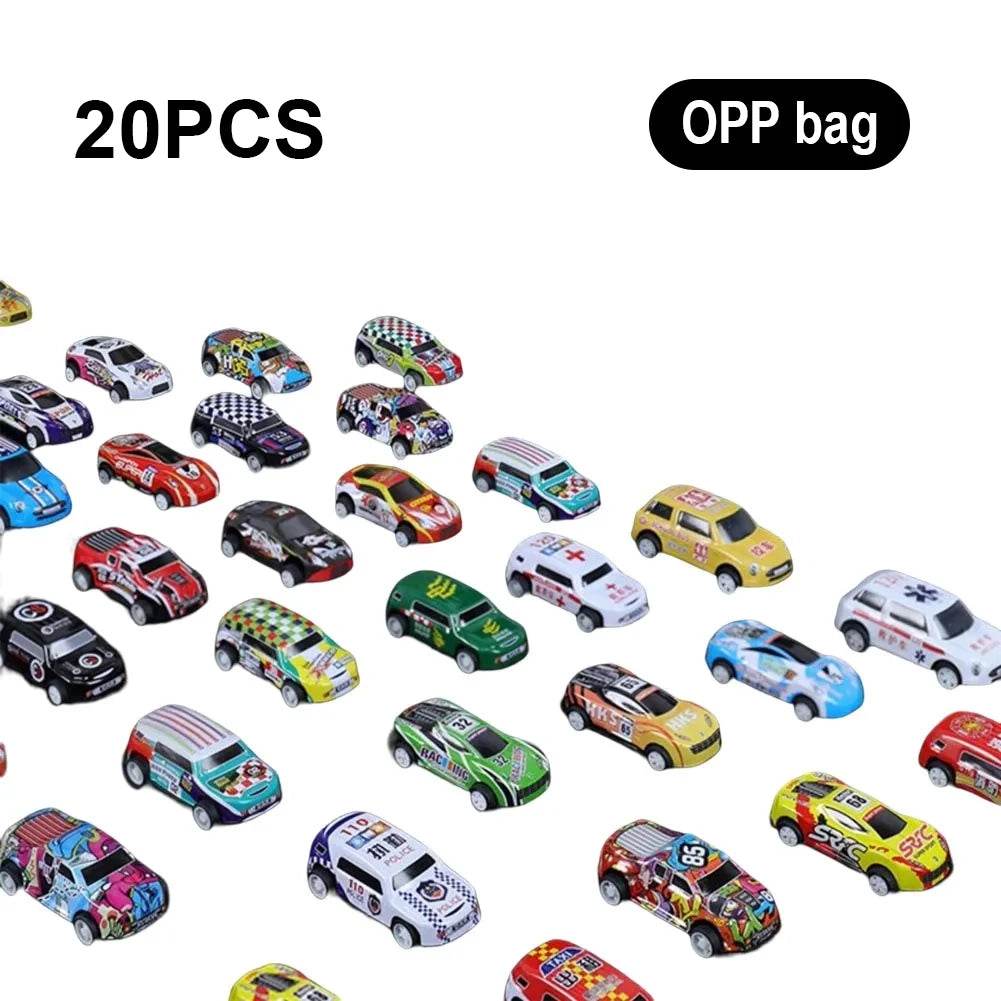 48 Pieces Mini Car Set Inertia Pull Back Cars for Boys Plastic Vehicle Model with Container Collection Toy Birthday Gift for Kid - AIAZ
