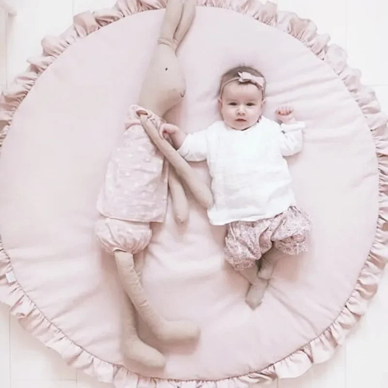 100cm Newborn Baby Padded Play Mats Soft Cotton Crawling Mat Girls Game Rugs Round Floor Carpet For Kids Interior Room Decorate