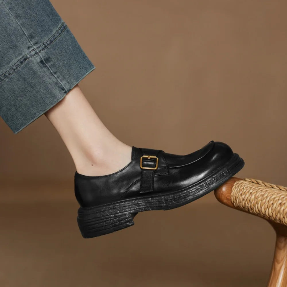 Dress Shoes Women Loafers Cow Leather Sheepskin Rubber Formal Business Suit Ladies 2025 Spring Autumn Handmade