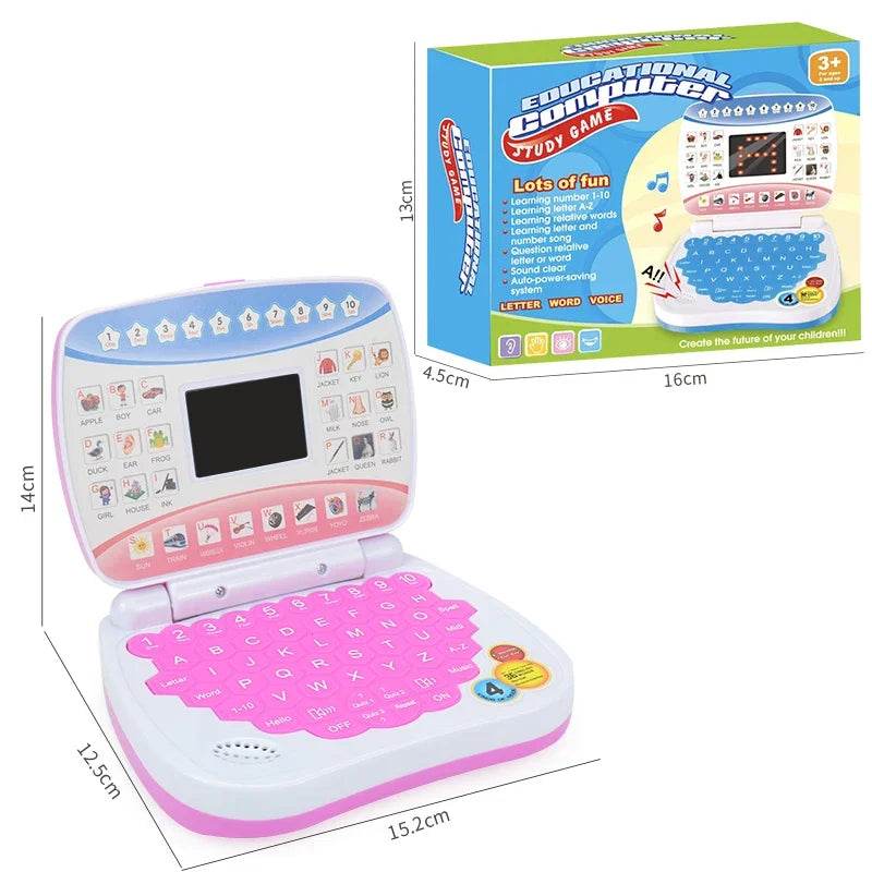 English Learning Small Laptop Toy for Kids 2-3 Years. Boys and Girls Computer for Aphabet ABC.Numbers.Words.Spelling.Maths.Music - AIAZ