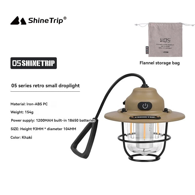 Shine Trip Outdoor Retro Smalldroplight, Campsite Lamp, Atmosphere Lamp, USB Charging Tent Light, LED Camping Hangling Lamp