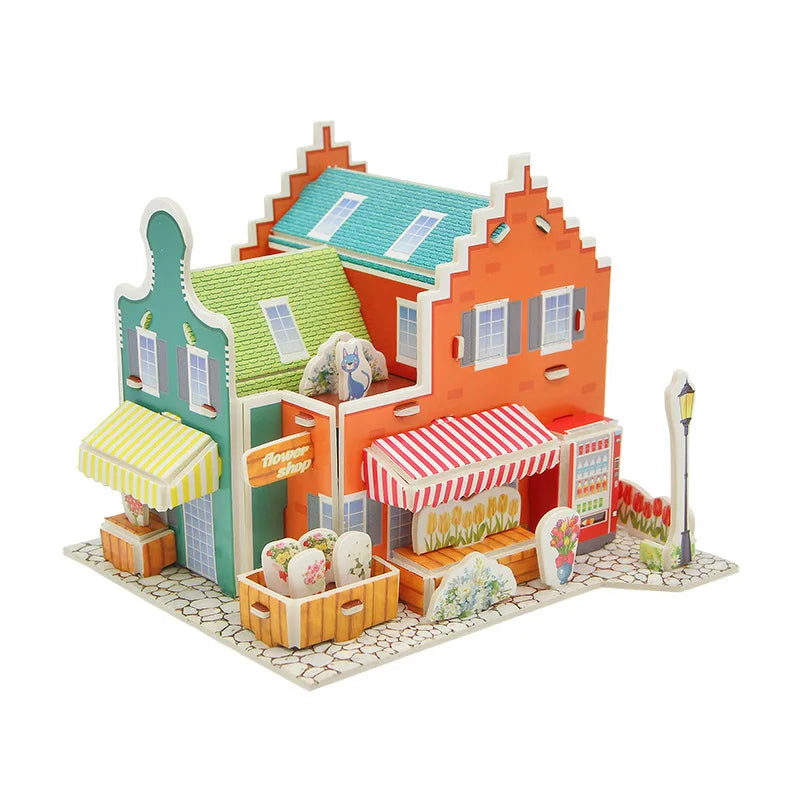 3D Paper Puzzle Montessori Miniature Houses Funny Carton Construction Models For Kids Handmade Educational Toys