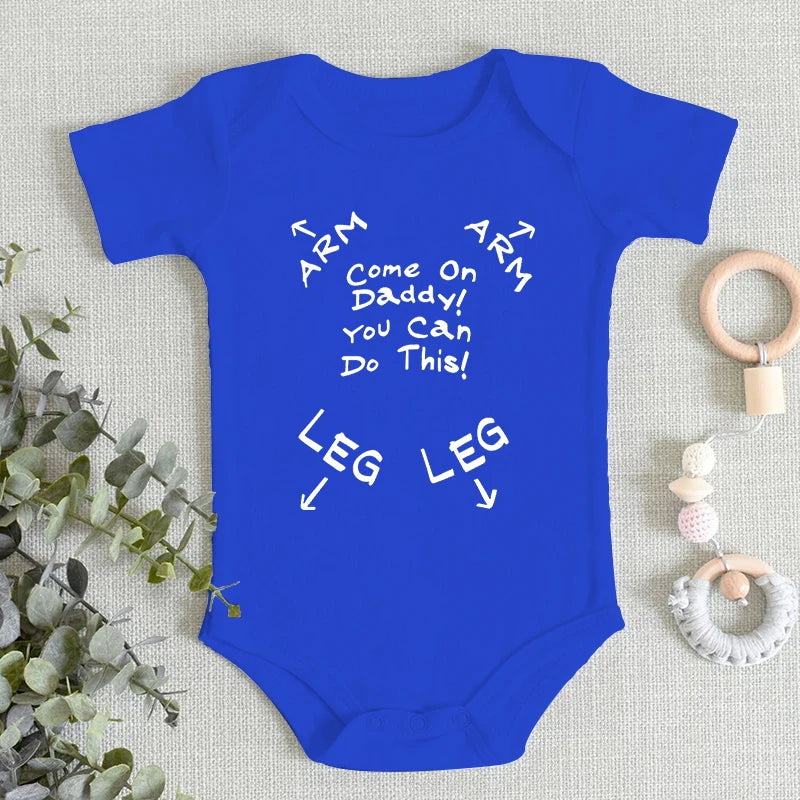"Come One Daddy You Can Do This" Letter Pattern Newborn Bodysuits Autumn New Short Sleeve Baby Boy Girl Romper Infant Jumpsuits