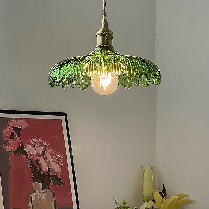 IWHD Nordic Modern LED Pendant Lights Coffee Living Room Balcony Green Glass Copper Knob Switch Hanging Light Fixture Luminaira
