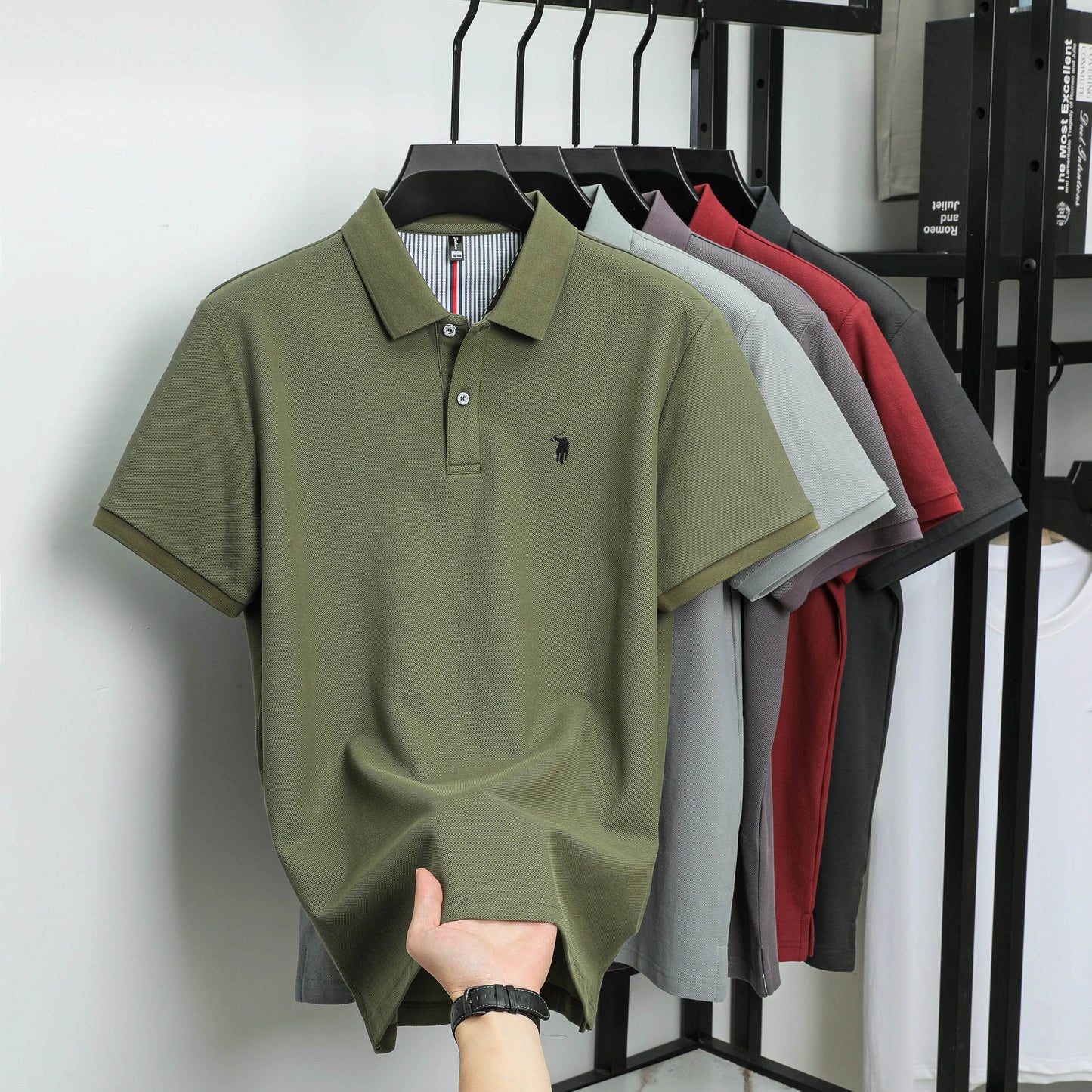 100% pure cotton summer new fashionable men's shortsleeved luxury customized business polo shirt exquisite embroidery Tshirt top - AIAZ