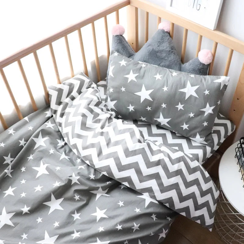 3 Pcs Baby Crib Bedding Set Cotton Bed Linens Boy Girl Cot kit Include Pillowcase Sheet Duvet Cover Children Room Decoration