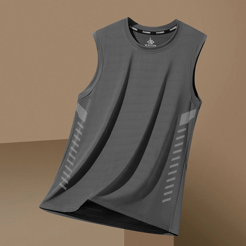 Men's Summer New Sle Qui Dry Sport Vest Loose Ice Silk Svel T-irt Fitn Training Running Baskeall American Sle