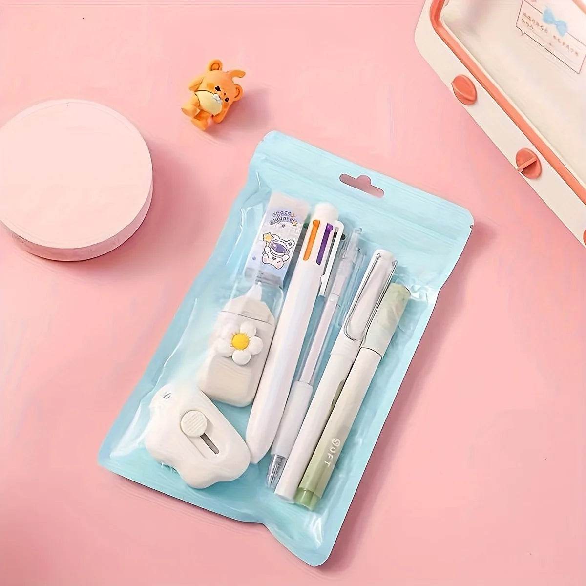 7pcs/set Cute School Supplies Gift Box - Durable and Diverse Stationery Set, Suitable for Students to Use - AIAZ