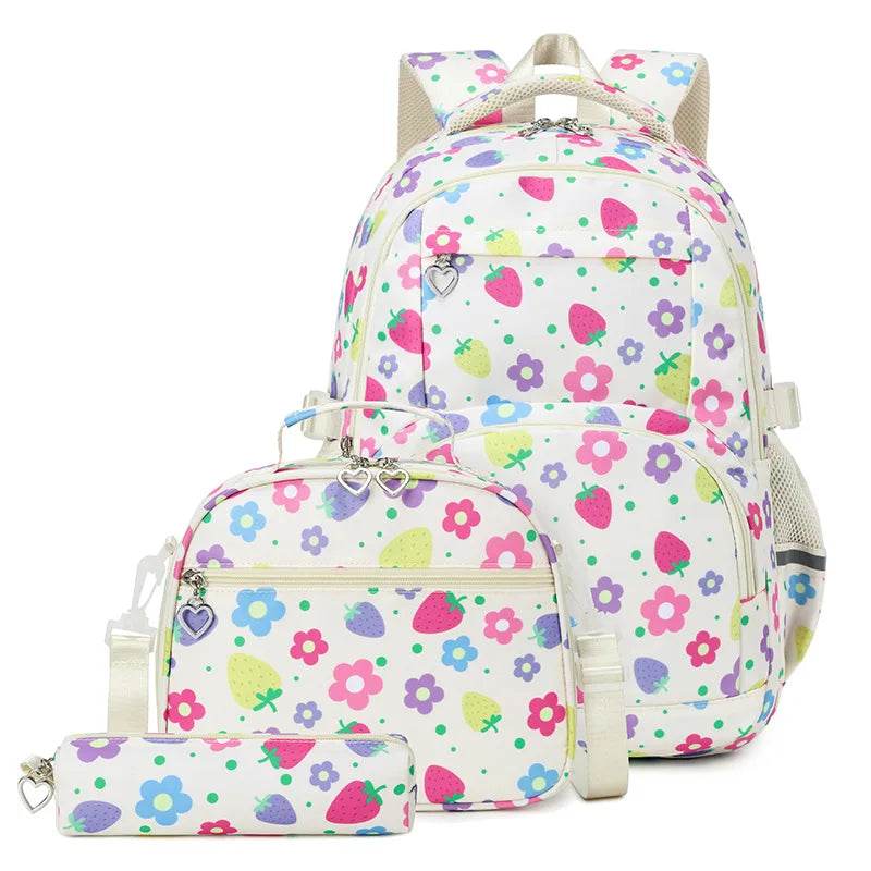 School Bags for Girl Pencil Case Colorful Set School Backpack Book Bag Luxury Brand Schoolbag Teenager's Backpack Kids - AIAZ
