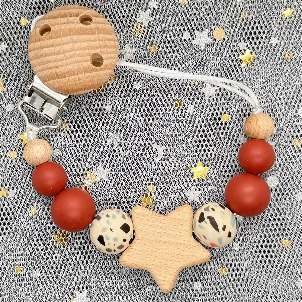 Custom Personalized Name Baby Pacifier Clip Bear Pacifier Chain Holder for Baby Teething Soother Chew Toy Food Grade Dummy Clips
