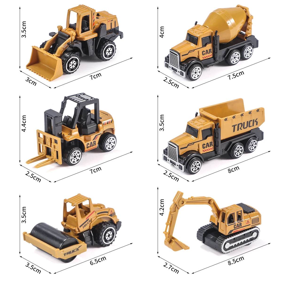 6pcs/set Toys for Boys Alloy Engineering Truck Toy Car Excavator Bulldozer Roller Miniature Model Diecast Kid Birthday Gift - AIAZ