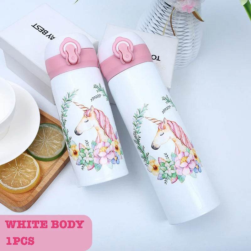 500ML Children's Thermos Bottle Vacuum Water Bottles 304 Stainless Steel Drinking Cartoon Cup School Water Bottle For Girls Kids - AIAZ