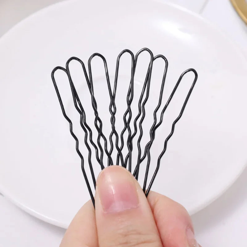 5/6/7cm Black Hair Clips U-Shaped Bobby Pin Invisible Wavy Hairpin Hairstyle Styling Metal Hair Grip Barrette Hair Accessories