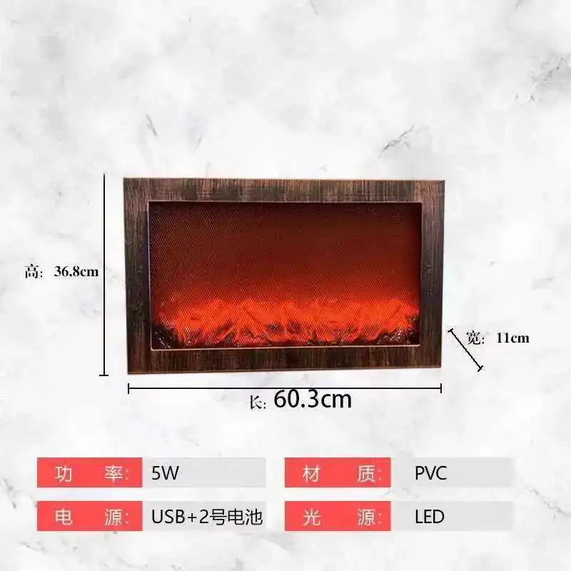 3D Simulated Fireplaces Flame Lamp Fake Firewood Fireplace European Decoration Ornaments Light Living Room TV Cabinet Fireplace