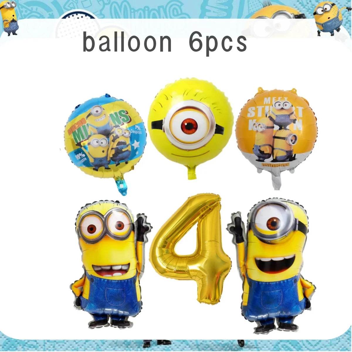 Big Eye Yellow Man Birthday Party Supplies Set - Disposable Tableware Tablecloth Plate Cup Balloon for Boys & Girls Baby Shower - AIAZ