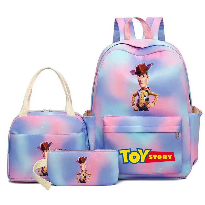 Toy Story Colorful Backpack Set With Tote and Pouch Large Capacity Lightweight And Breathable Outdoor Knapsack School Bags - AIAZ