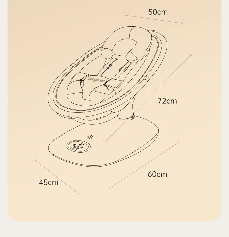 Baby Rocking Chair Electric Smart Wireless with Music & Timer Mosquito Net Baby Cradle Bassinet for Newborn Baby