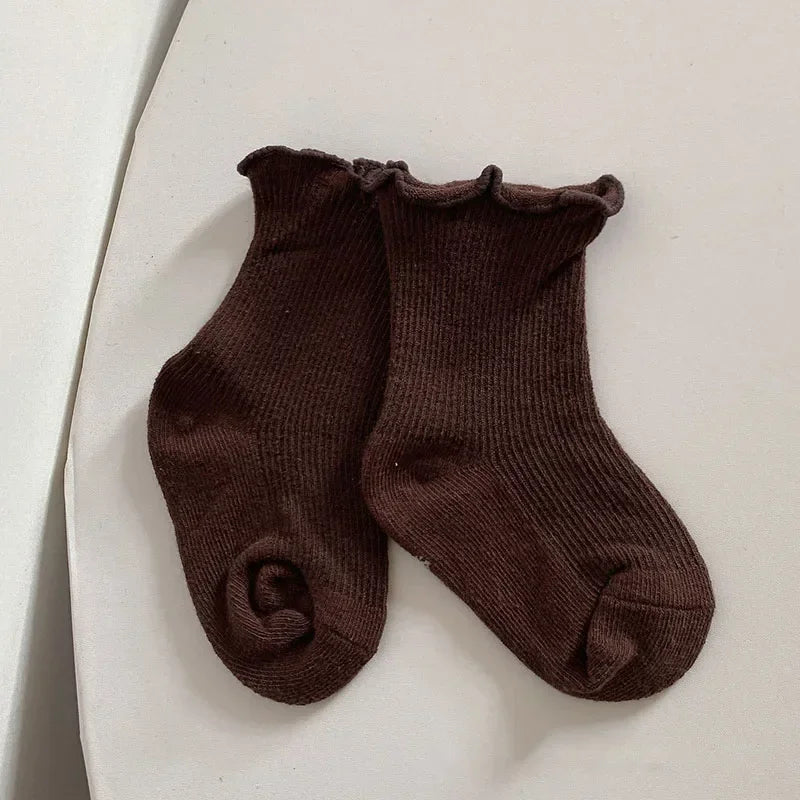 Newborn Cute Ruffle Lace Cuff Socks Infant Baby Girls Ankle Socks Spring Autumn Children Kids Soft Warm Ribbed Cotton Floor Sock
