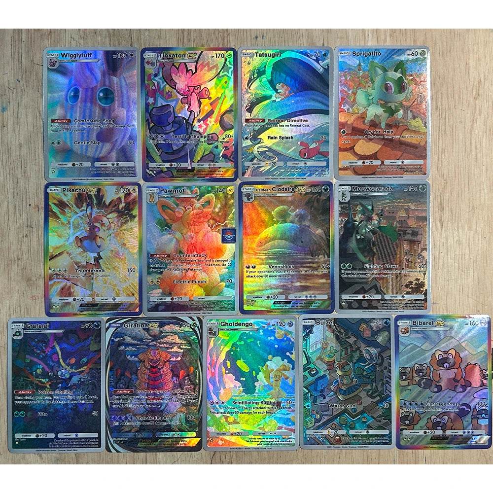 13PCS/SET NEW DIY Anime PTCG POCKET COLLECTION CARD WIGGLYTUFF TATSUGIRI ENGLISH VERSION Embossed Texture Flash Card Child Gift - AIAZ