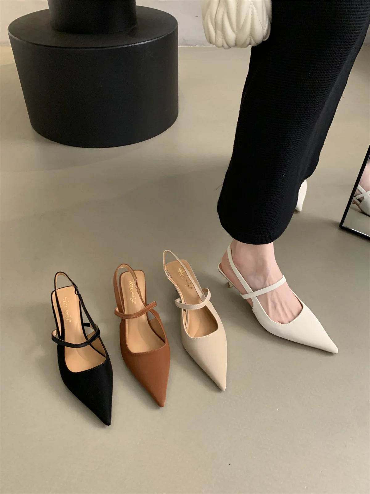 Bailamos Women Sandals Pointed Toe Elegant Low-heel Shoes Summer Fashion Slingback Woman Mules Shoes Pumps Dress Shoes - AIAZ