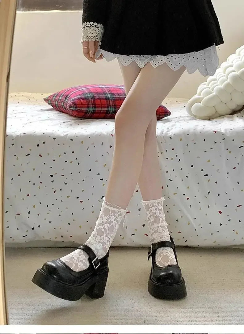 Brown Retro French Thick Heel Mary Janes Women's Shoes Spring 2025 New Style Heightening Flat Mouth High Heels Loafers Shoes