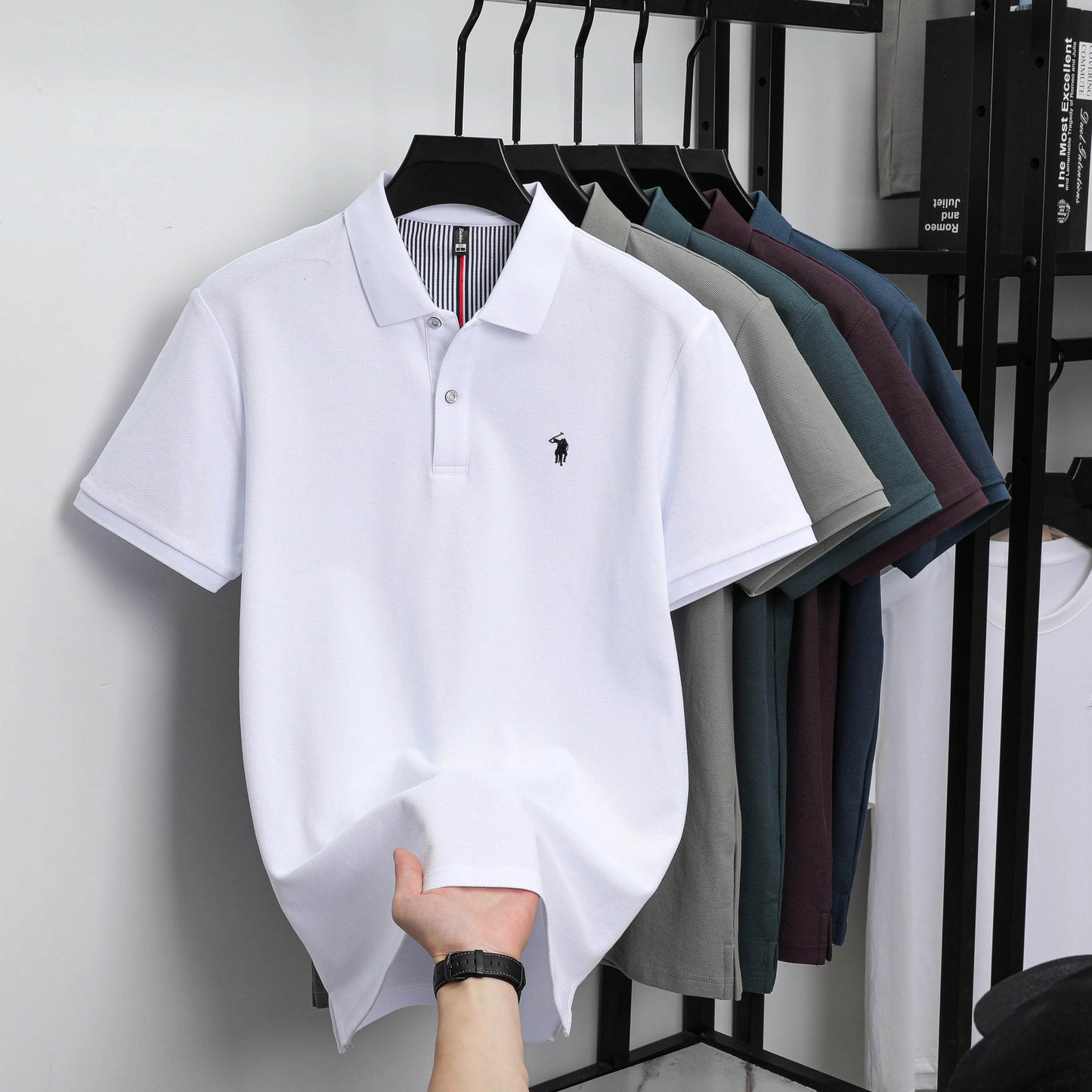 100% pure cotton summer new fashionable men's shortsleeved luxury customized business polo shirt exquisite embroidery Tshirt top - AIAZ