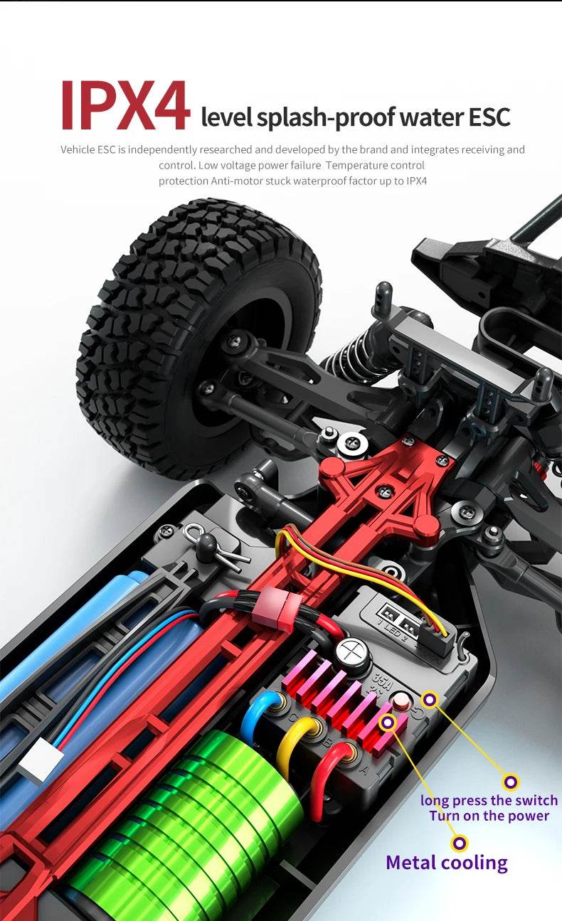 16103PRO 2.4GHz 70KM/H Professional RC Car: Brushless Motor, 1:16 Scale 4WD High-Speed Off-road Climbing Vehicle Wtith LED Light - AIAZ
