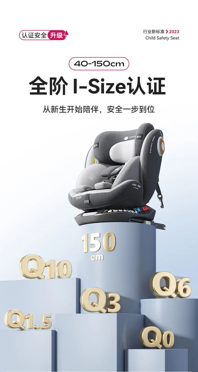 360°Rotating Baby Car Seat 0-12Yrs ISOFIX Child Safety Seat 5-Point Harness Lie-Flat Infant Carrier with Side Impact Protection