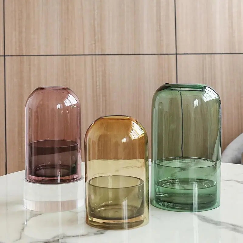 Nordic Sle Simple Design Glass Candlesti Transparent Glass Vase Artistic Flower Arrangement Home Decorations Center Piece