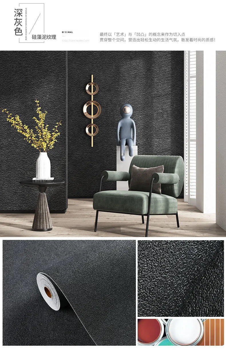 Self Adhesive 3D Panel Linen Wallpaper Foam Soundproof Waterproof 3D Diatom mud Wall Sticker modern simple Bedroom Wallpaper