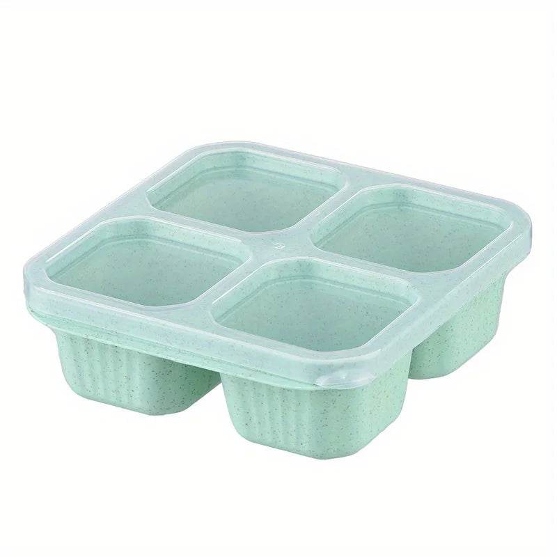 Premium Wheat Straw Bento Box - 4-Compartment Lunch Container with Clear Lid, Dishwasher Safe for School/Office/Travel - AIAZ