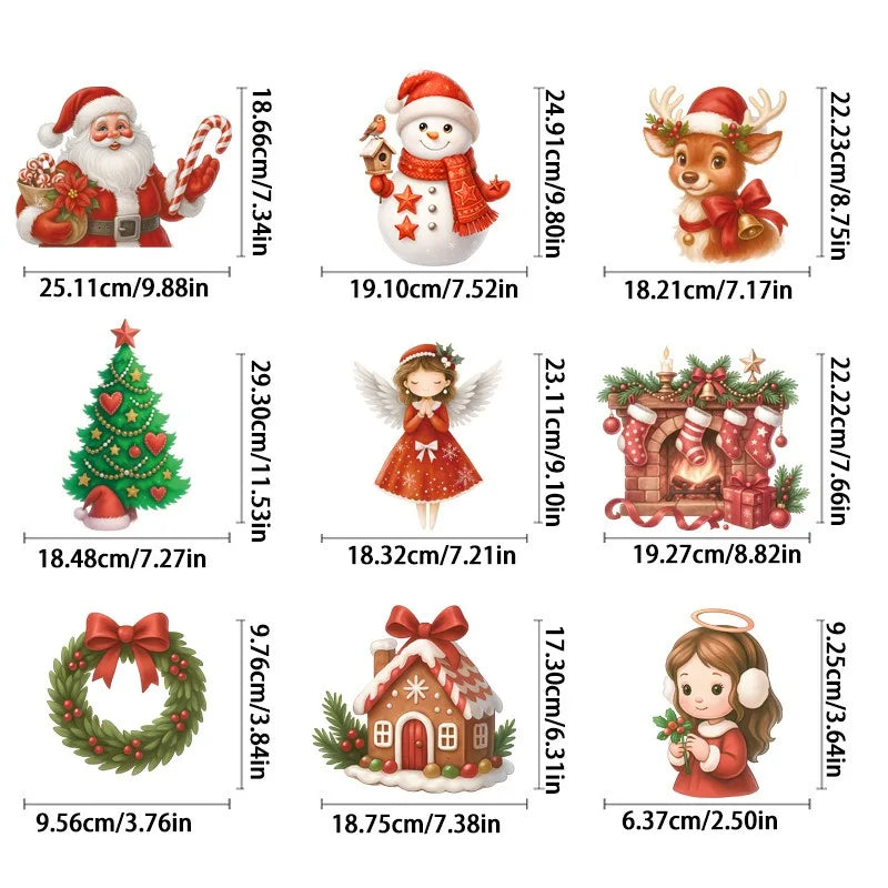 Christmas Wall Stickers Cartoon Santa Claus Snowman Elk Angel Girls Snowflake Window Glass Stickers Merry Christmas Decors