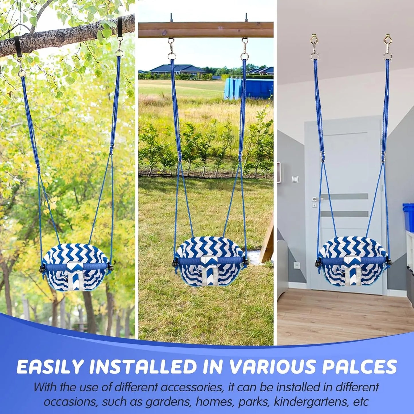 Toddler Swing with Safety Belt fit 3-6 Years Indoor Baby Swing Seat Hanging Swing Chair for Home, Courtyard & Backyard Use