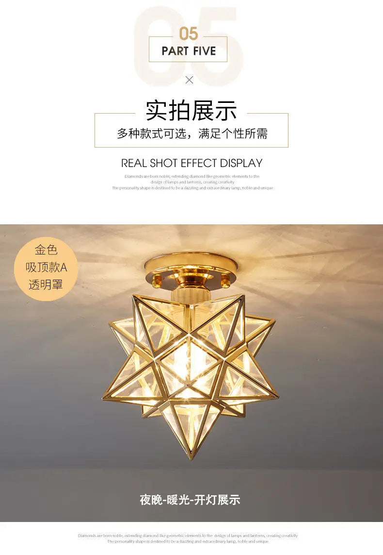 Lamps for Living Room Decor Five-pointed Star Ceiling Modern Balcony Corridor Porch Fashion Network Red Star Ceiling Light