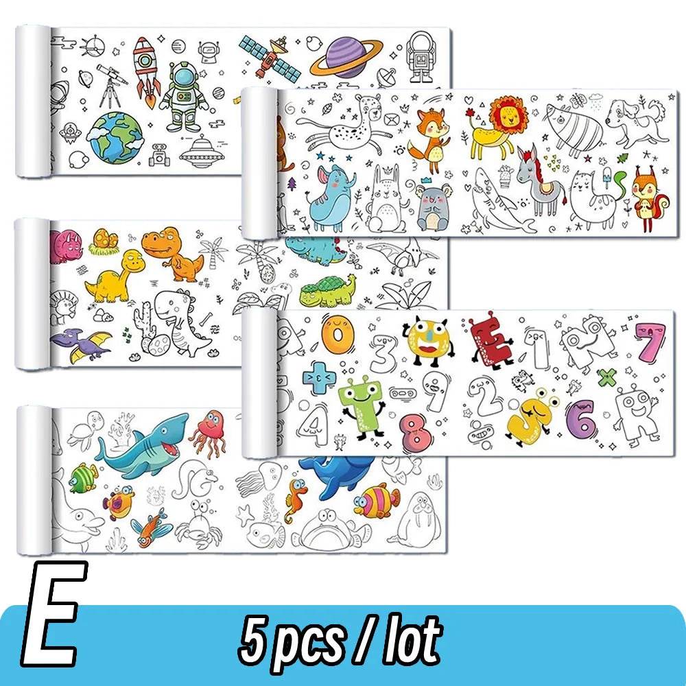 90cm Animal Children's Drawing Roll DIY Coloring Paper Roll Color Filling Graffiti Paper-cut for Kids Painting Educational Toys - AIAZ